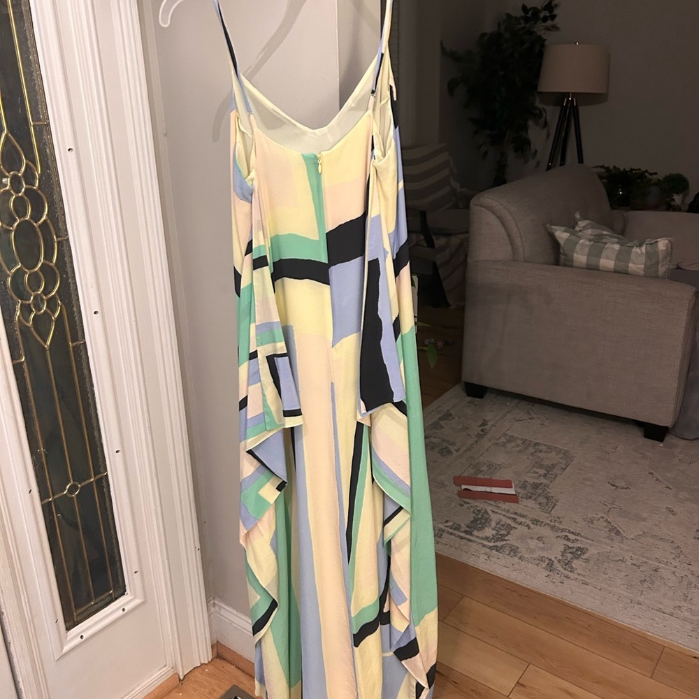 Charlie Jade Pastel Silk Geometric Maxi Dress
